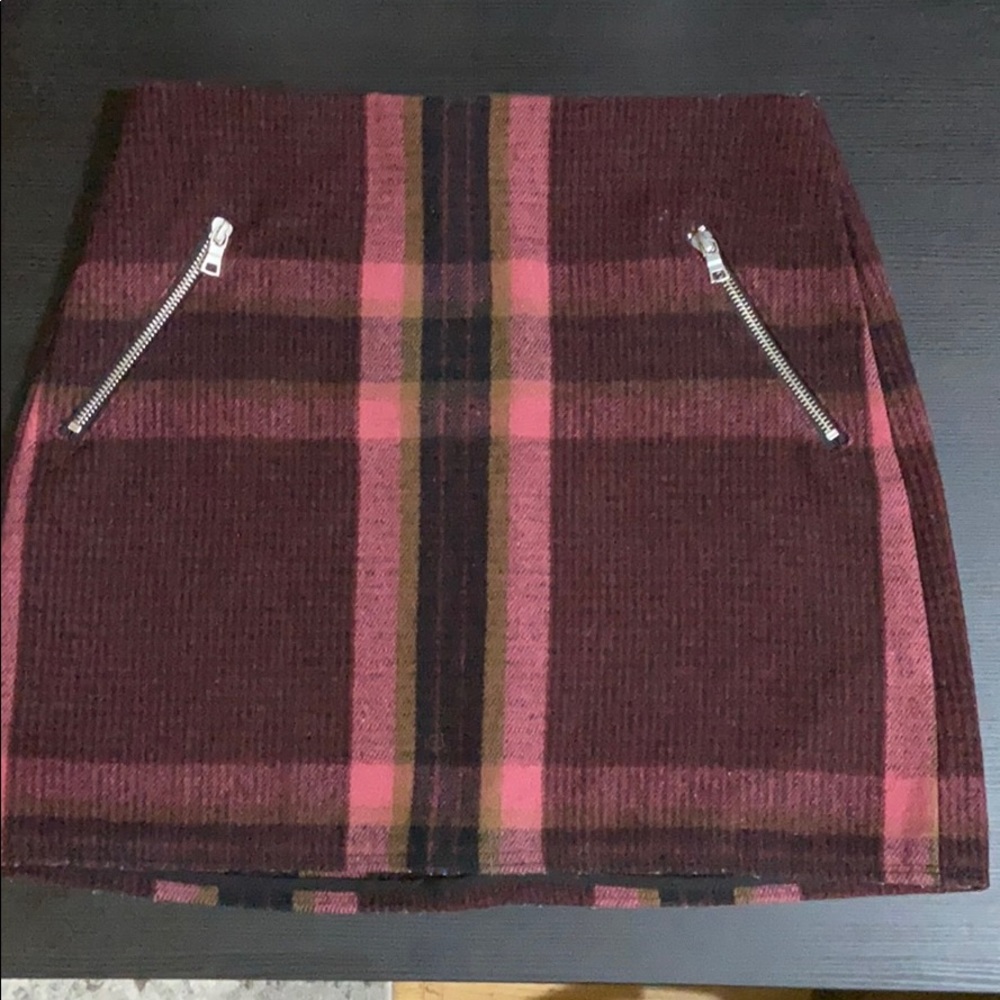 Plaid Wool Gap Skirt Zip Pocket
